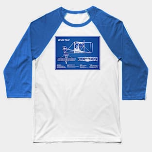 Wright Flyer - Airplane Blueprint - AD Baseball T-Shirt